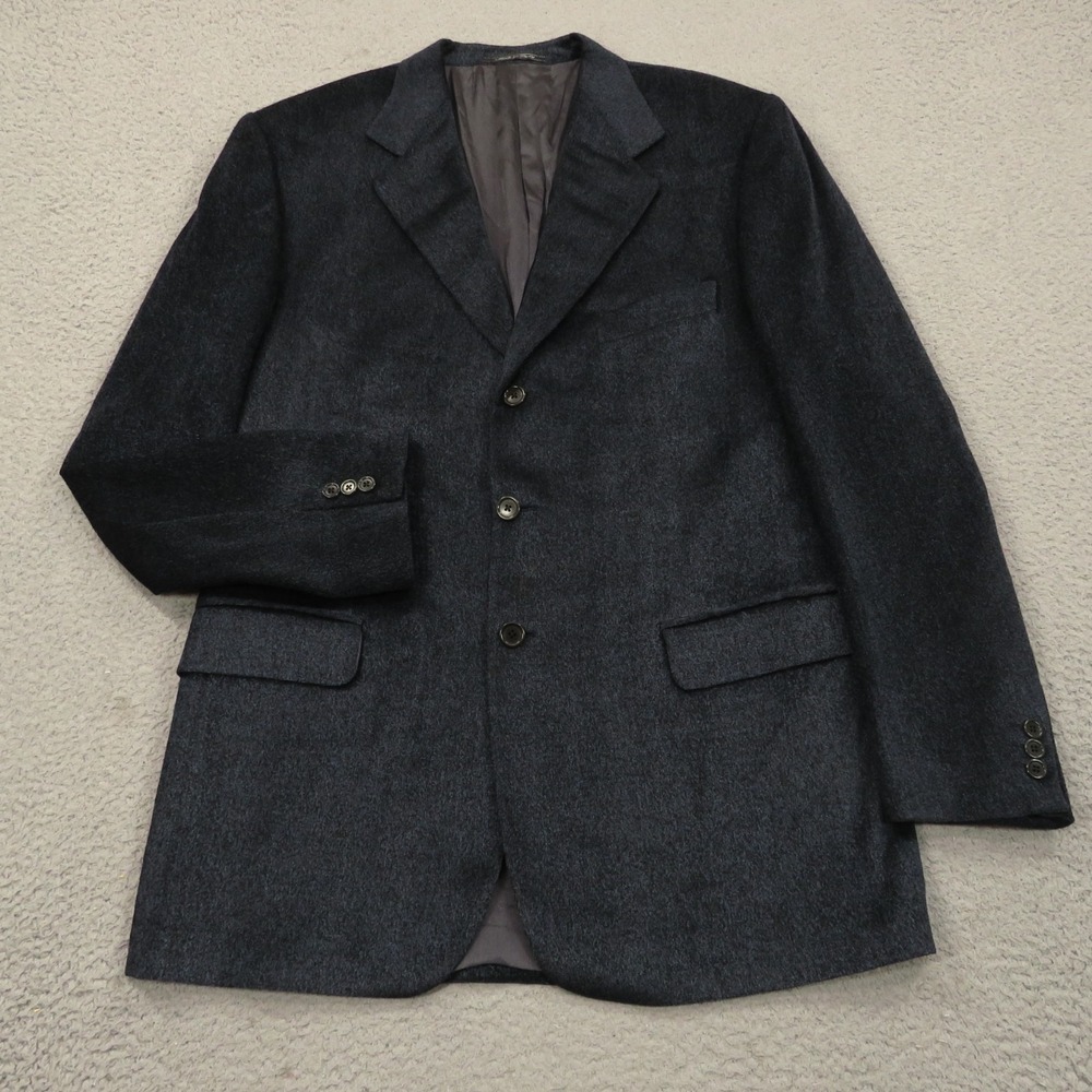 Lubiam Blazer 44L Blue Melange Wool Blend 3/2 Roll Textured Jacket LBM 1911